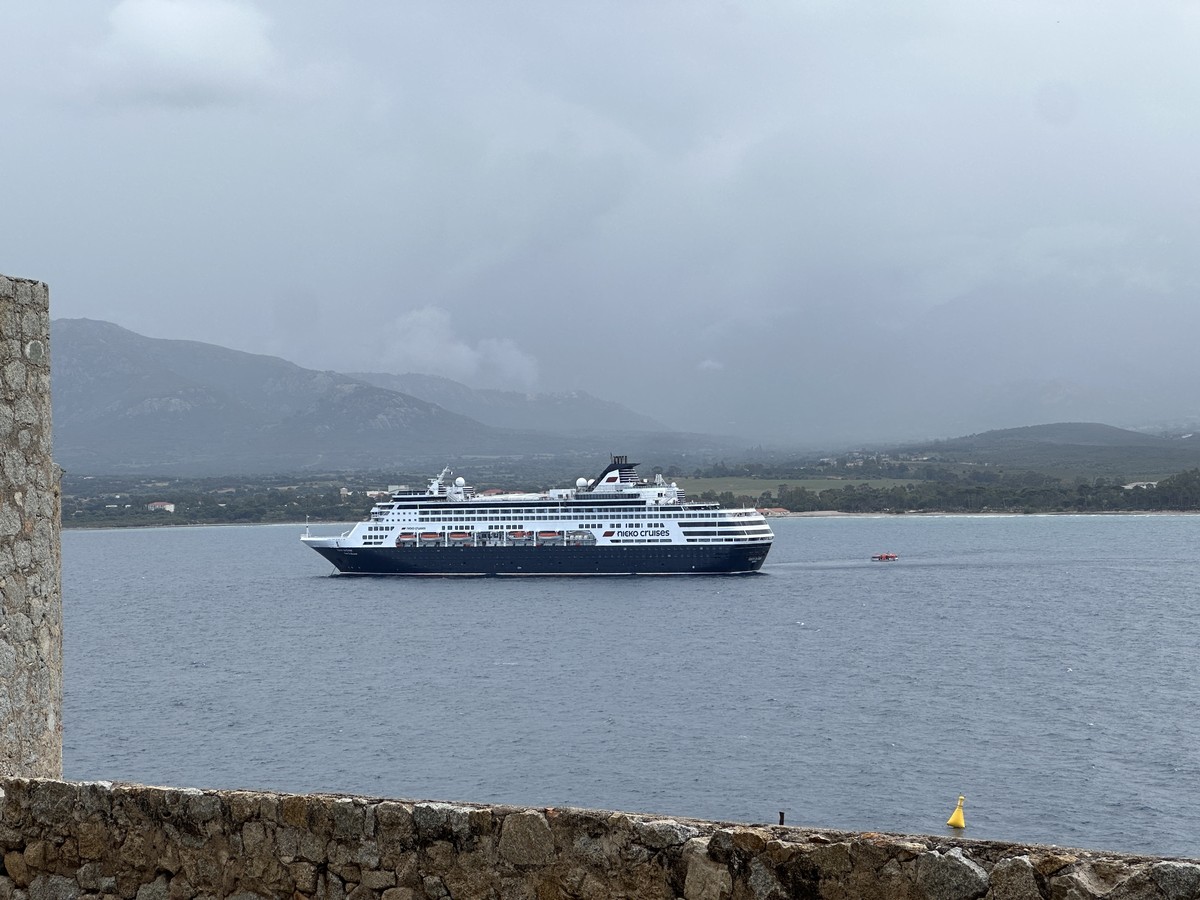 Cruise ship MS Vasco da Gama at anchor off the coast of Corsica