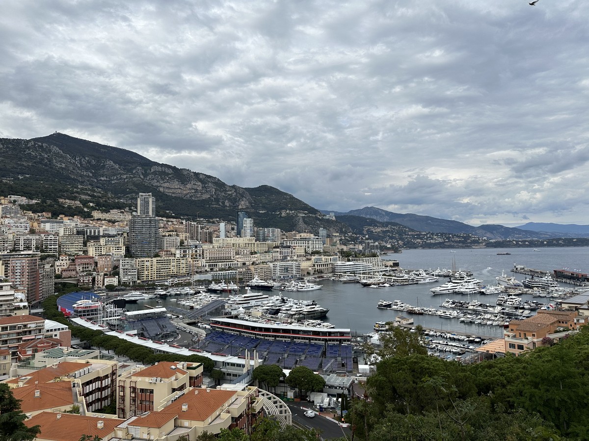 Monaco's Port Hercule harbor filled with luxury yachts