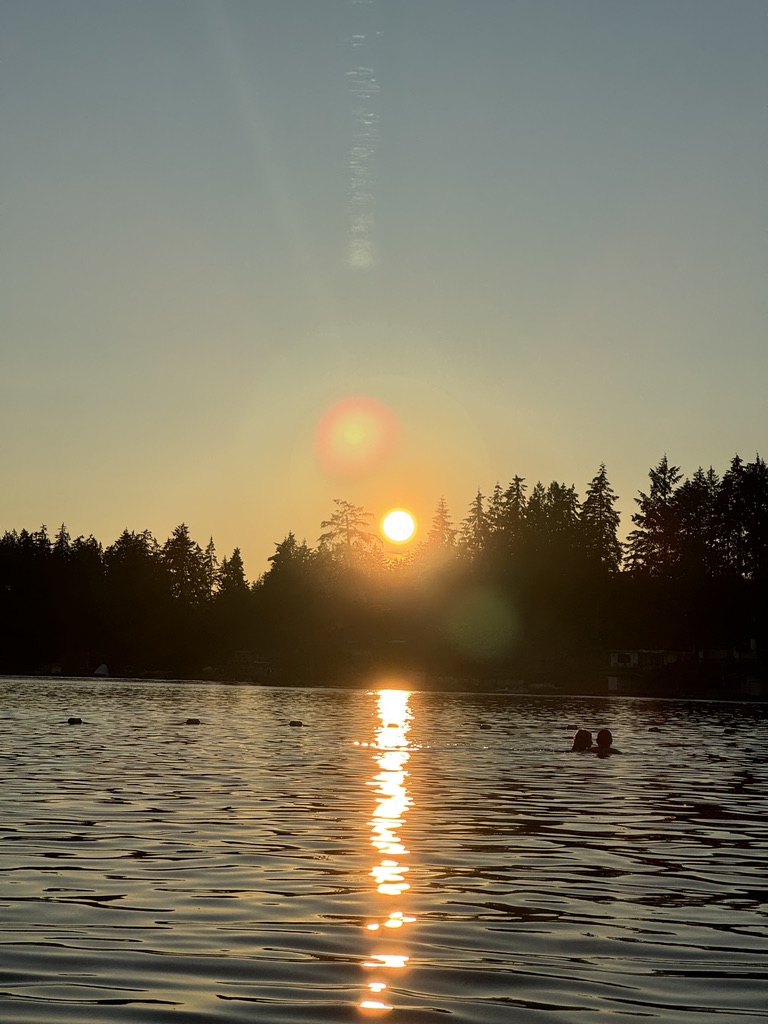 Golden sunset over a lake near Tacoma