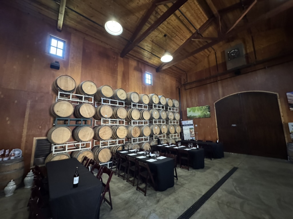 Wine barrel room at a Sonoma Valley winery