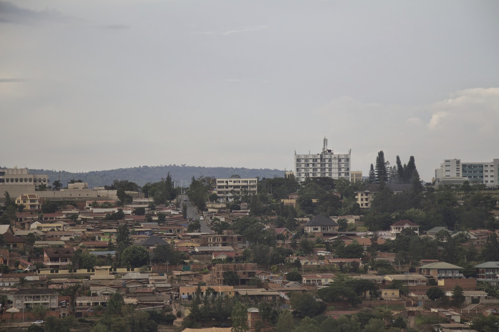 Panoramic view of Kigali across the hills