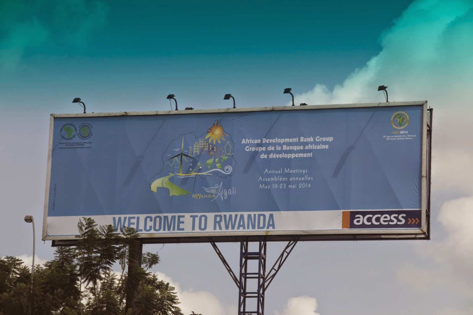 Welcome to Rwanda billboard in Kigali