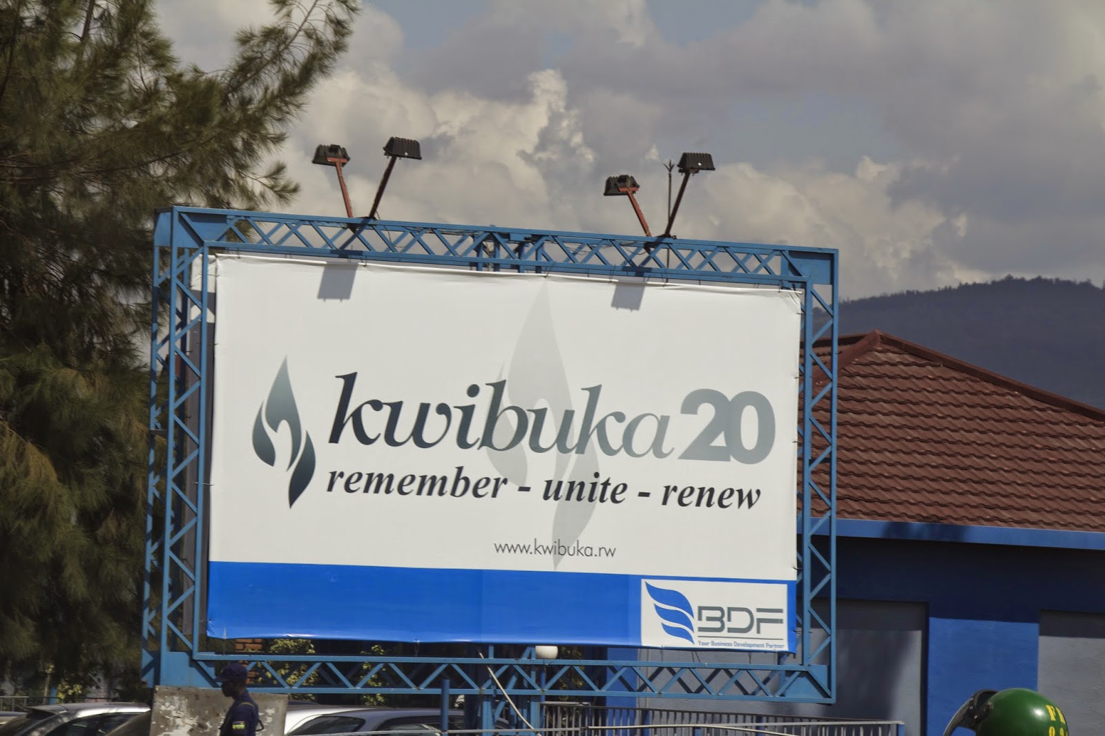 Kwibuka 20 memorial banner: Remember, Unite, Renew