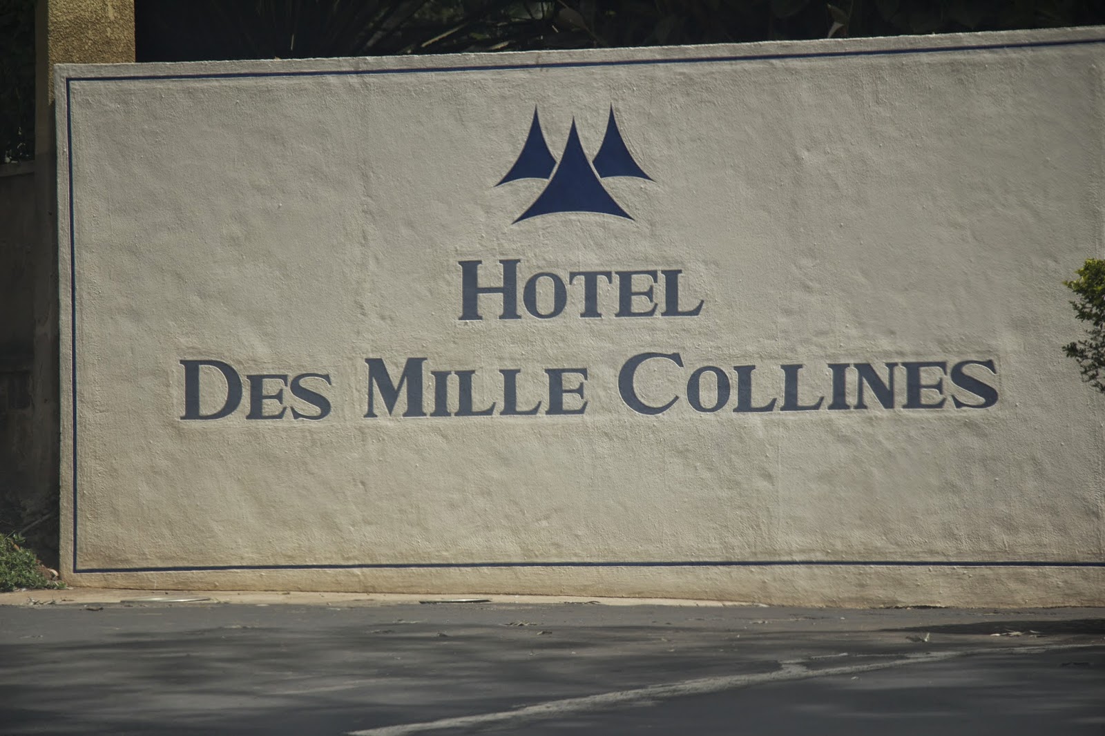 Sign at the gate of Hotel des Mille Collines