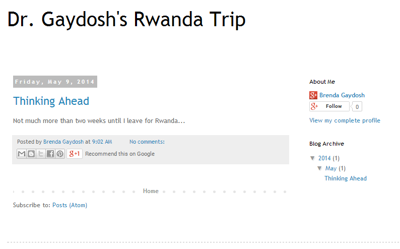 Dr. Gaydosh's Rwanda Trip blog