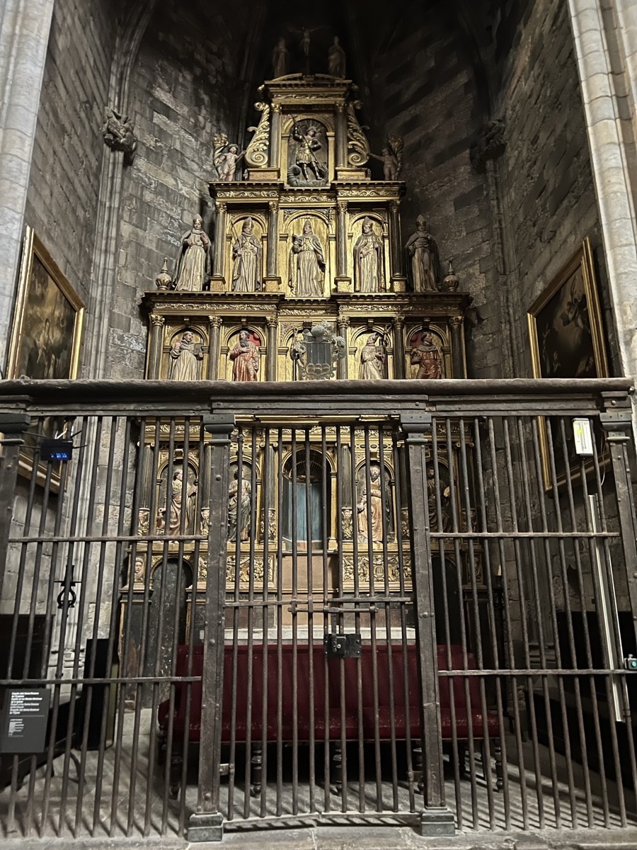 Ornate golden altarpiece inside Girona Cathedral