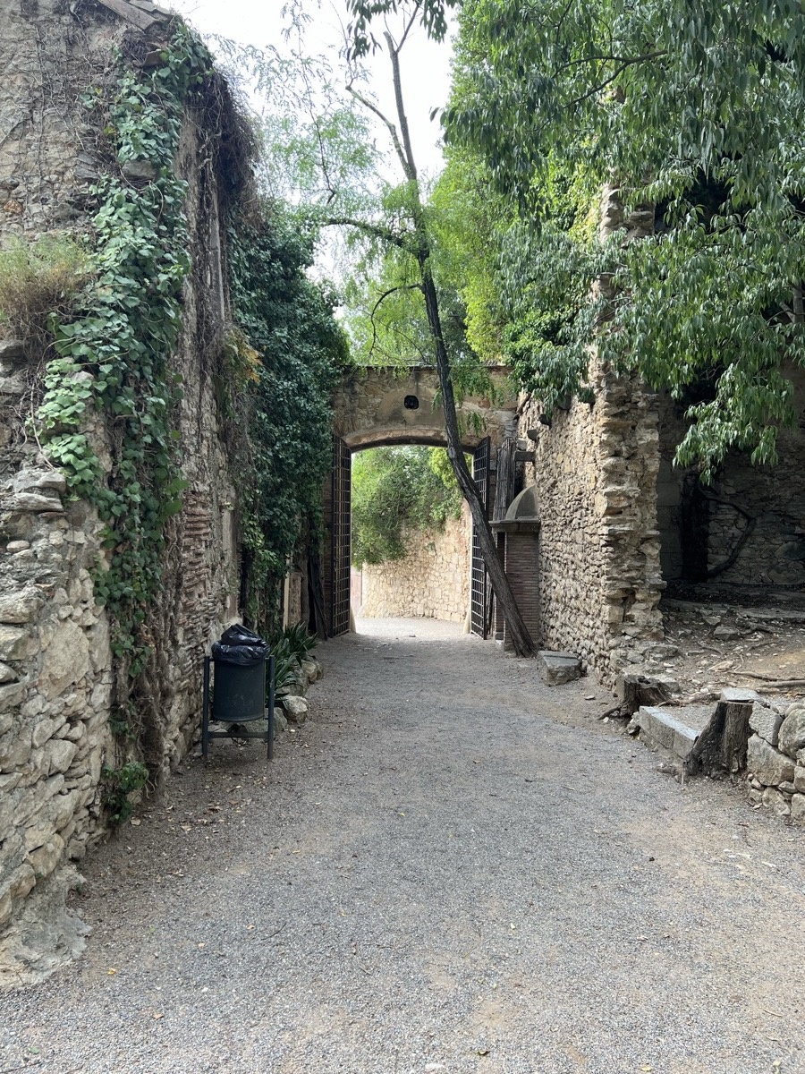 Narrow cobblestone alley in Girona's Jewish Quarter