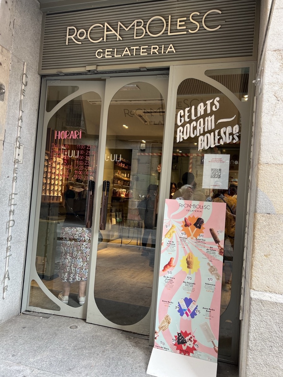 Gelato storefront exterior at a Girona gelateria