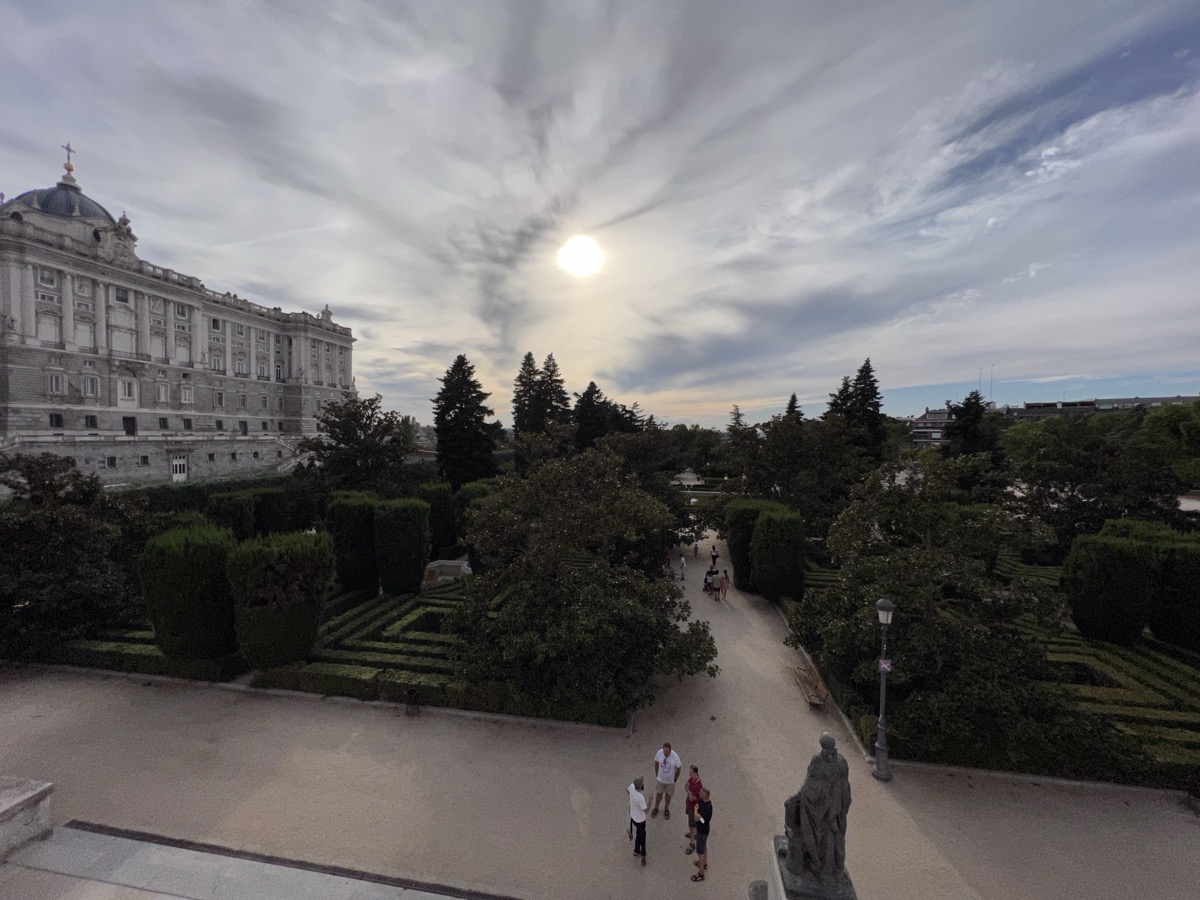Sabatini Gardens with terraced hedges and stone walls below the Royal Palace