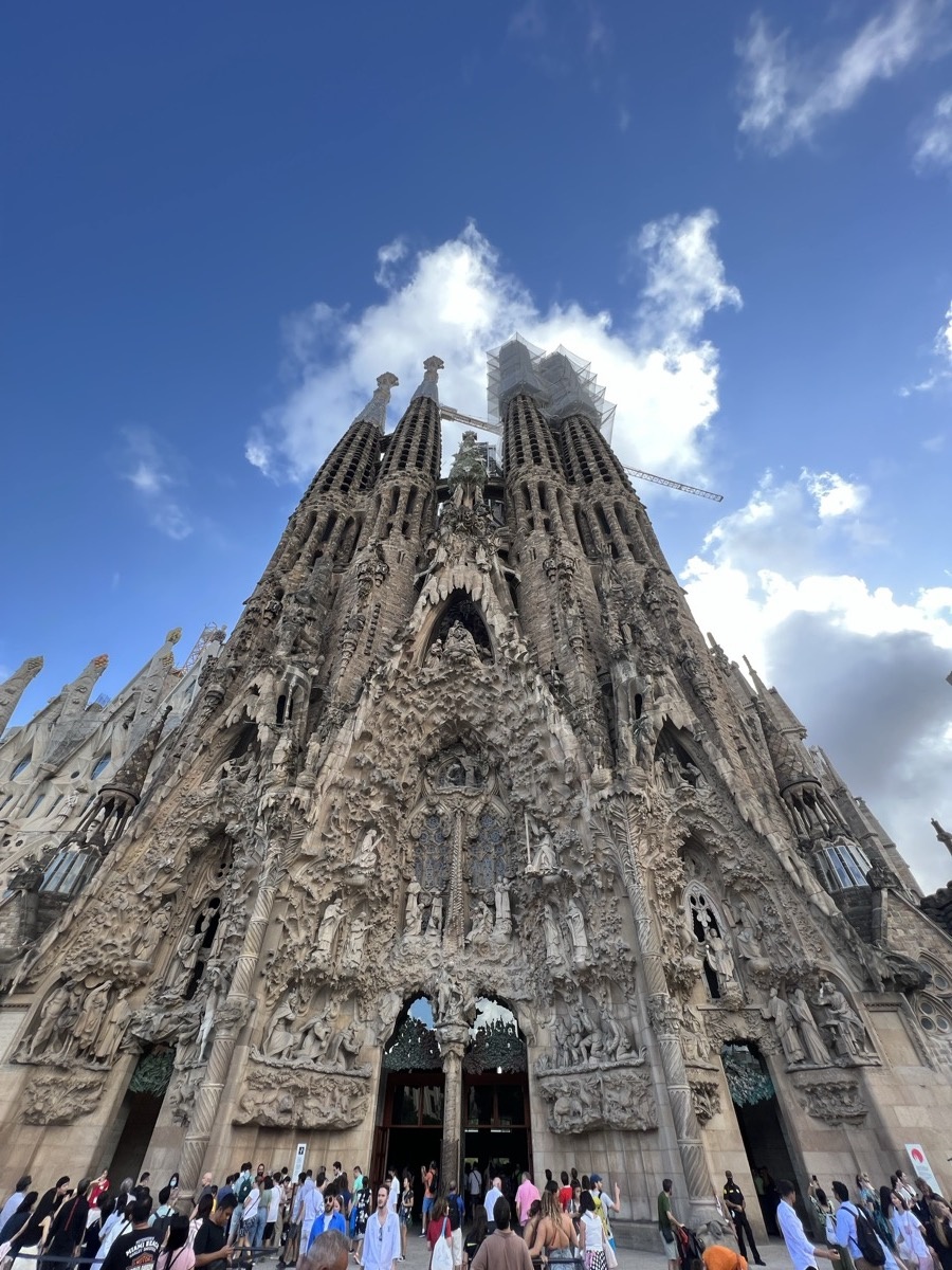 Nativity Facade of La Sagrada Família from below