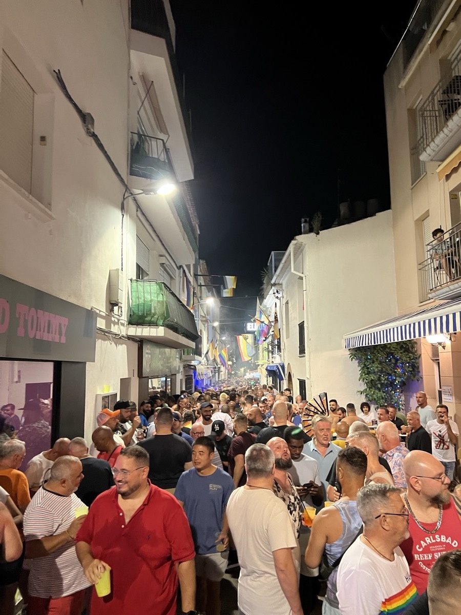 Sitges street scene on the first night